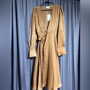 Gold/Copper silky wrap dress